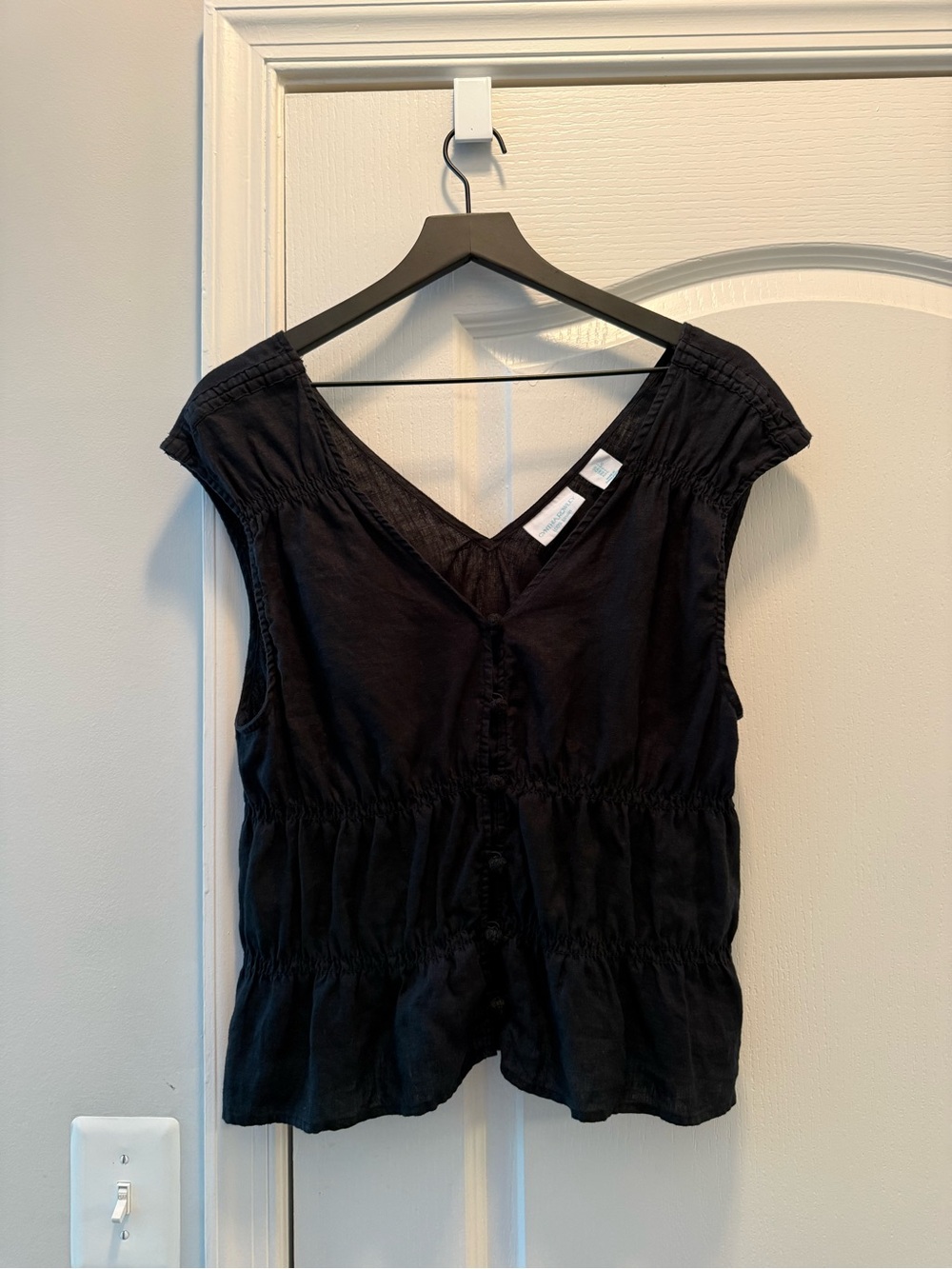 Cynthia Rowley Black V-Neck Cap Sleeve Blouse